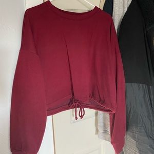 Maroon adjustable waist cropped sweater